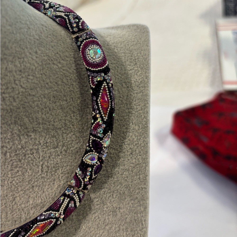 Elegant Purple Mex 950 Silver Snake Necklace with earrings - Picture 4 of 10